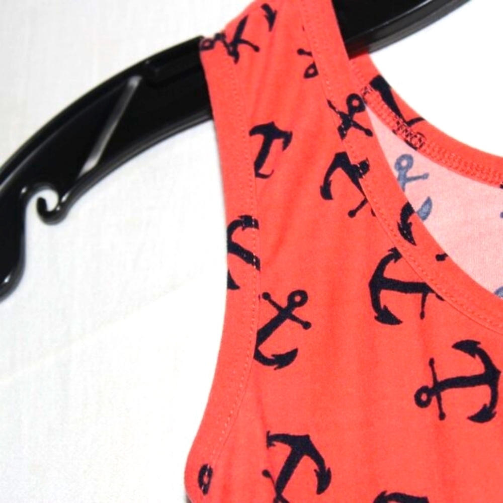 Rue 21 Women's Nautical Anchor Print Tank Top XS – Coral & Black, Stretch Knit - Picture 5 of 7